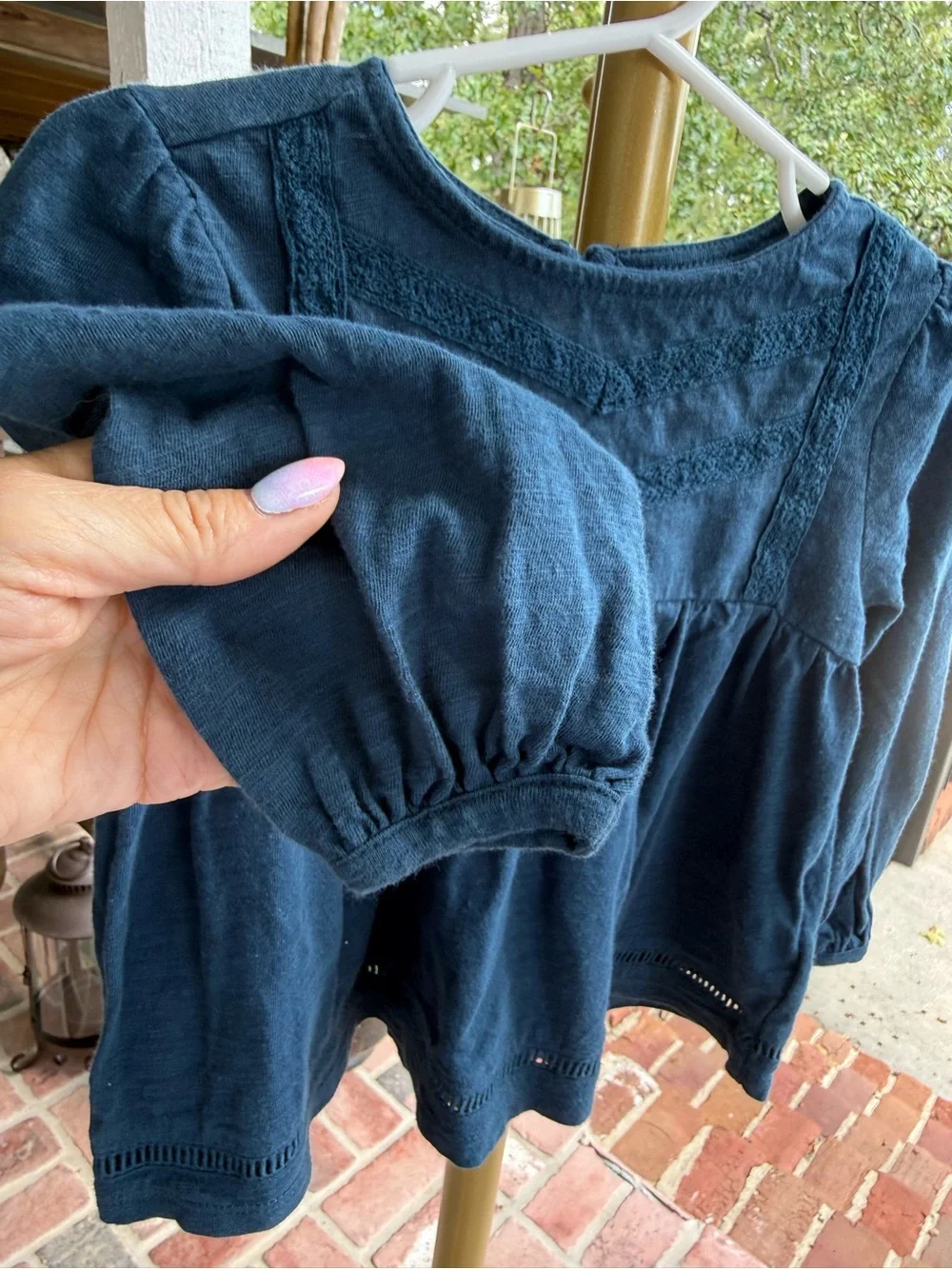 Old Navy Navy Blue Long-Sleeve Peplum Top for Girls 2T